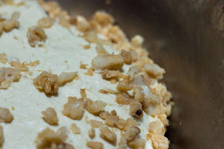 Pork greaves, combined with bread dough. Greaves are a specialty of cooked pork lard.の写真素材