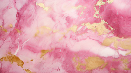 Creative texture of marble and pink and gold foil: decorative marbling as an abstract background. Artificial fashionable stylish trendy stone surfaceの素材