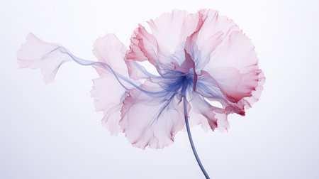 an x-ray art image of transparent carnation on white background. Beautiful blooming flowers. Illustration for cover, card, postcard, interior design, packaging, invitations or printの素材
