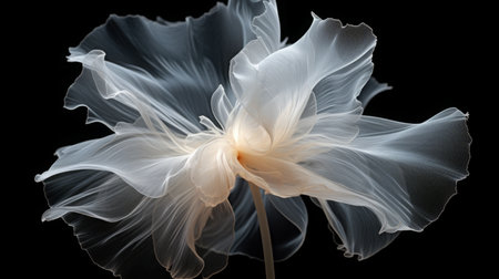 an x-ray art image of transparent carnation on black background. Beautiful blooming flowers. Illustration for cover, card, postcard, interior design, packaging, invitations or printの素材