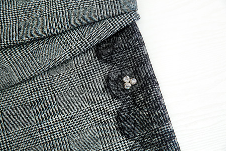 Fabric gray for women's dress, coat, plaid With lace and sequins