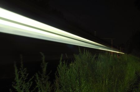 Traffic On The Railroad Tracks At Night