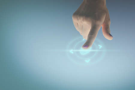 Fingerprint Biometric Digital Scan Technology. A finger with print scanning identification. Concept...