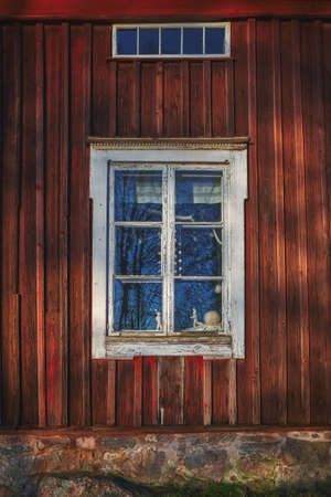 Vanhakyla in Jarvenpaa: old window of an old house.の写真素材