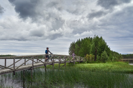 Patvinsuo National Park in Finland: Northern European nature, Suomunjarvi lake.の写真素材