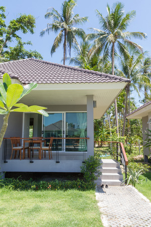 House in beatiful resort with palm trees and sky, Samui, Thailand. Scenic landscapeの写真素材