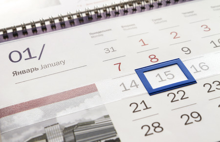 Corporate Quarterly Calendar, Close up with marked date of 15の写真素材