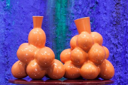 Vase for flowers in the form of eggs.の写真素材