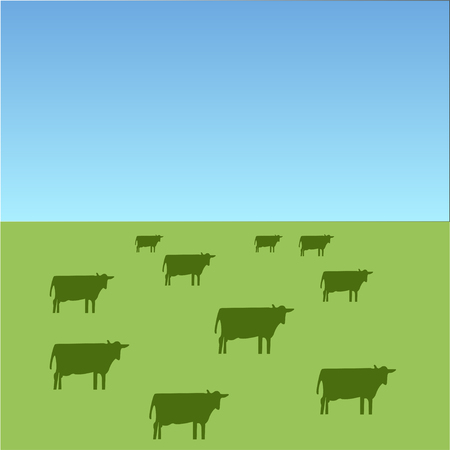 Illustration for grazing with cows on land vectorのイラスト素材