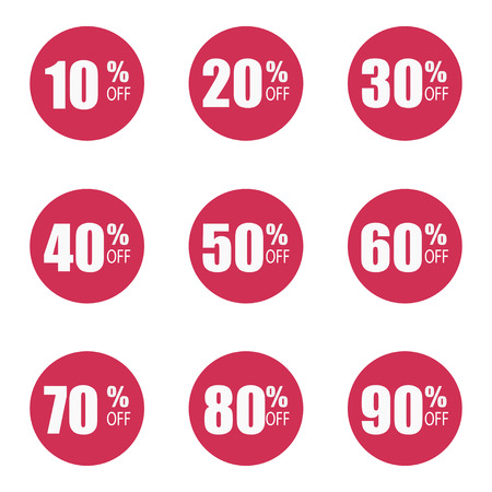 Vector icon sale set for different count procent red signsのイラスト素材