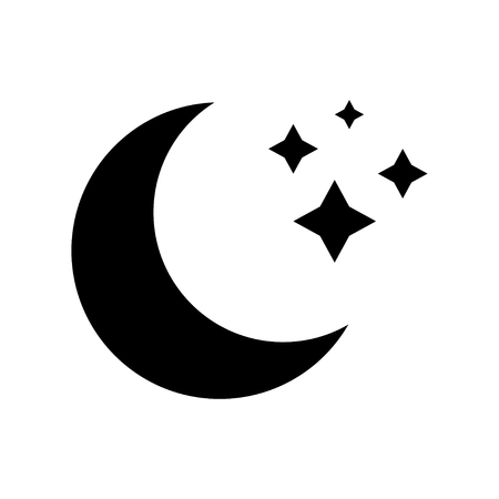 Vector icon of moon without background. Black sign of moon. Black icon. Night. Flat design. EPS 10.のイラスト素材