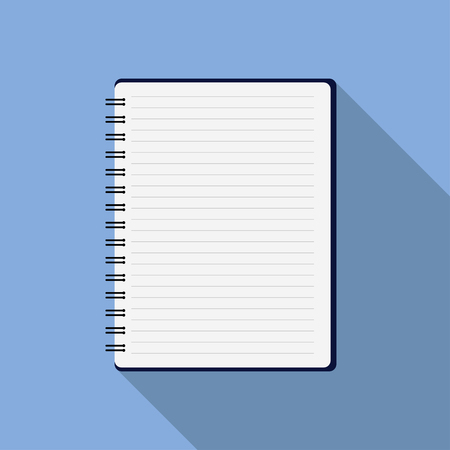 Notepad education on blue background with shadows empty paper work paper success checklist report page work. Flat design EPS 10のイラスト素材