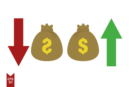 financeal reduction moyey investment red green arrow dollar stock. Flat design EPS 10のイラスト素材