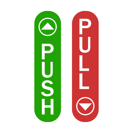 Push and pull sign green and red color with arrows simple sign isolated. EPS 10のイラスト素材