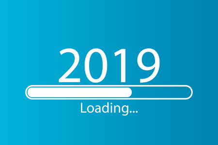 Loading new 2019 year processing on blue gradient backgroundのイラスト素材