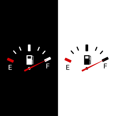 Two indicators of fuel on black and white backgrounds full gauge. EPS 10のイラスト素材