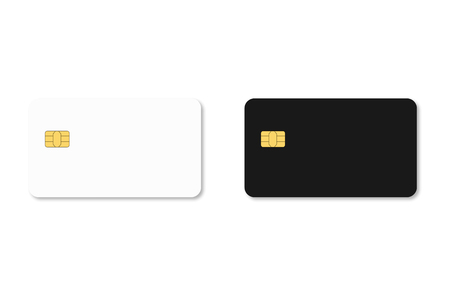 Two simple realistic empty bank cards white and black colors on white background. EPS10のイラスト素材