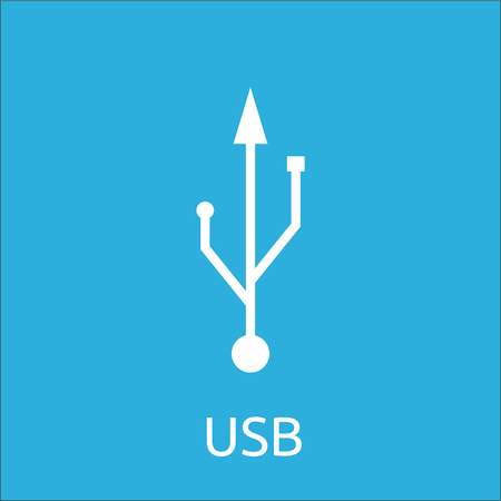 Simple sign USB digital sign or symbol on devises on blue background. EPS 10のイラスト素材
