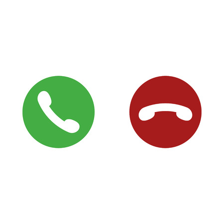 Vector gren and red phone buttons isolated on white background. For design telefon website or mobile. EPS 10のイラスト素材