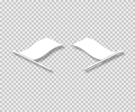 Empty flags lay on tranparent background with realistic shadows in isometric design. EPS 10のイラスト素材