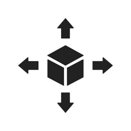 Delivery box icon isolated. with four arrows. Shipping template element.のイラスト素材