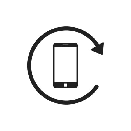 Smartphone rotation sign. Rotating phone symbol. Rotate device isolated screen.のイラスト素材