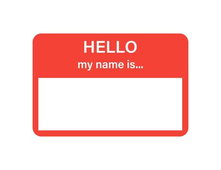 Badge or register vector isolated sticker hello my name is in trendy flat style on white background.のイラスト素材