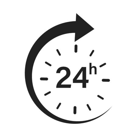 24 hour circle arrow service icon vector illustration. Time and clock opening symbol.のイラスト素材