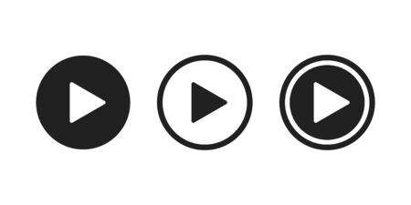 Play button icon on white background. Play button icon. Set of black isolated vector icon play buttons. Media signs or object. Vector play buttons collection. EPS 10のイラスト素材