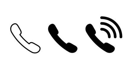 Telephone icon isolated vector elements. Set of Call icon symbol vector. Linear simple and calling telephone icon. Communication connection concept. EPS 10のイラスト素材