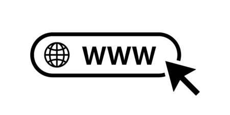Web icon. WWW sign. Search www vector icon. Web hosting technology. Globe hyperlink icon. Isolated vector. Browser search website page. EPS 10のイラスト素材