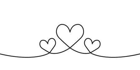 Black line heart in trendy style on white background. Cute modern design. Isolated vector sign symbol. Trendy linear background.のイラスト素材