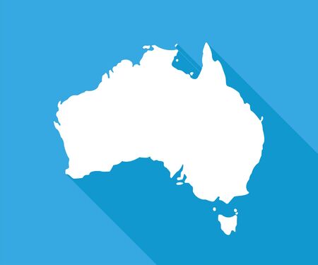 Australia map with shadow on blue background. Australia illustration. Isolated vector illustration.のイラスト素材