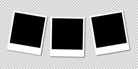 Photo frame on transparent background in retro realistic design. Vector illustration. Mockup template. EPS 10のイラスト素材