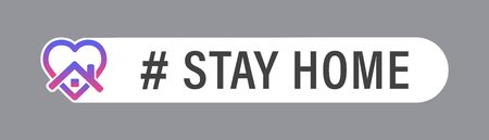 Stay home vector element isolated on grey background. Social media sign. Stay home heart home sticker symbol vector.のイラスト素材