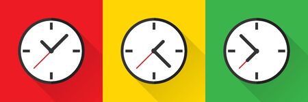 Clock timer. Vector isolated illustration. Set of vector clocks. Business watch. Trendy flat design...