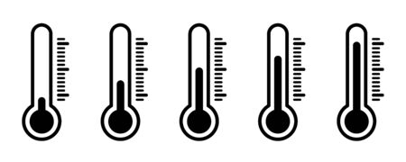 Thermometer temperature icons. Vector isolated icons. Thermometer vector isolated weather scale...