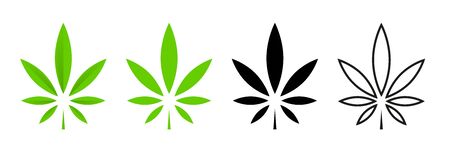 Cannabis leafs vector isolated icon. Vector illustration. Cbd cannabis sign hemp oil. Marijuana icon...