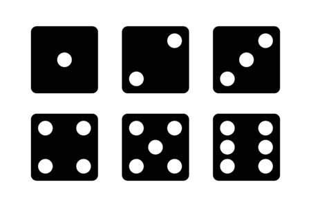 Dice vector set of icons. Gambling collection. Dice isolated black icon. Gamble chance leisure. EPS 10のイラスト素材
