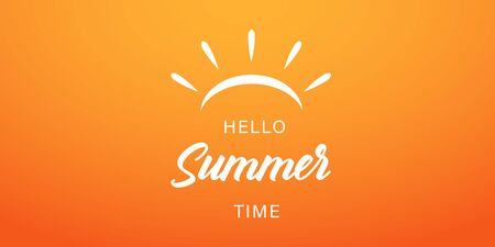 Summer time vector banner or poster on gradient yellow background. Vector illustration.のイラスト素材