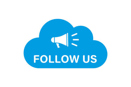 Follow us cloud with megaphone. Vector isolated illustration. Follow vector icon. Cloud technology.のイラスト素材