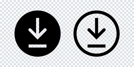 Download icon. Vector isolated elements. Black vector download web sign. Technology concept. Vector black isolated arrows. EPS 10のイラスト素材