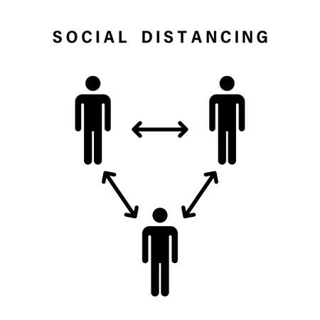 Social distance vector illustration on white background. Vector isolated icon. Social distancing. Self quarantine sign or symbol.のイラスト素材