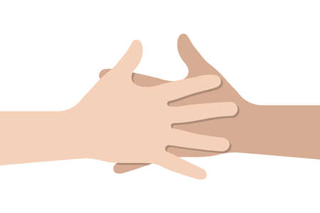 Two hands helping. Handshake vector icon. Business concept flat design.のイラスト素材