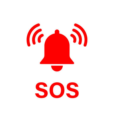 SOS bell icon. Vector isolated emergency alarm help sign symbol. SOS signal. Stock vector. EPS 10のイラスト素材