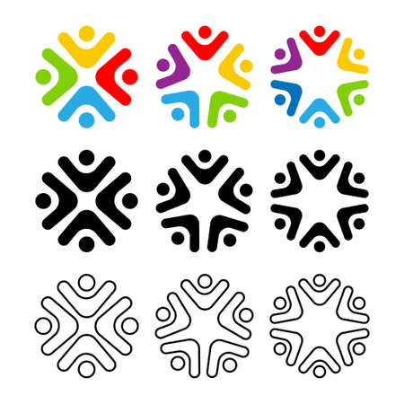 group people icon. teamwork colored sign collection. business people conference.のイラスト素材