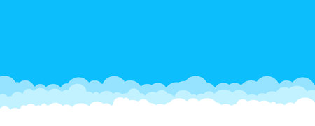 Blue sky with white clouds. Sky with clouds background banner template.のイラスト素材