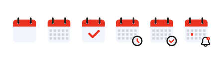Calendar planner collection templates. Reminder organizer flat style. Calendar notification illustration. business plan schedule.のイラスト素材
