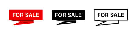For sale sticker or banner. Sale black vector icon. For sale liner icon. Stock vector advertising...
