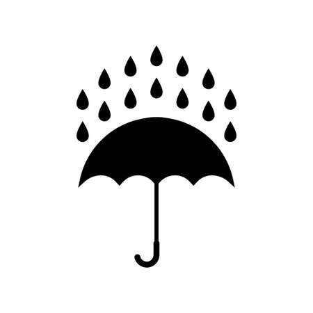 Umbrella icon. Umbrella rain isolated sign. Parasol with water drops black vector weather sign. stock vector.のイラスト素材